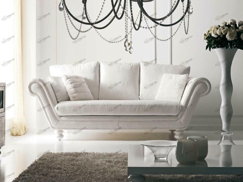 CorteZari 3-х местный кожаный диван Zoe white 288