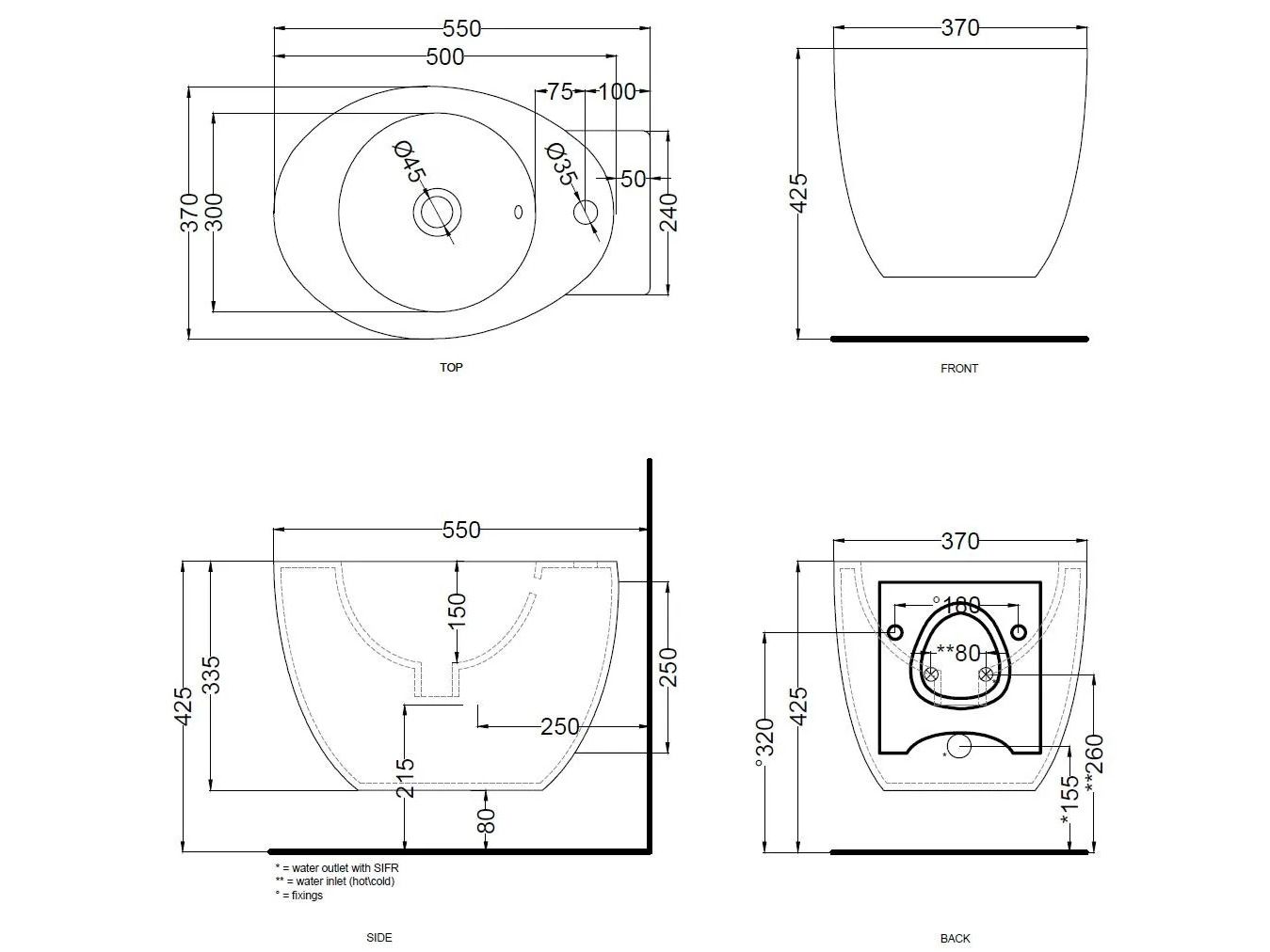 Керамическое подвесное биде Ceramica Cielo банки ARCH-00032266 - Вид №5