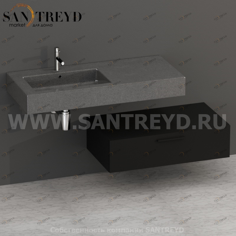 S09024AR2 Тумба с 1 ящиком 90 см черная Globo ARREDO WOOD Италия Ceramica Globo