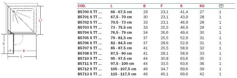 INDA® Прямоугольная душевая кабина из стекла с распашной дверцей Claire design B570…s/d-b575…0 - Вид №2