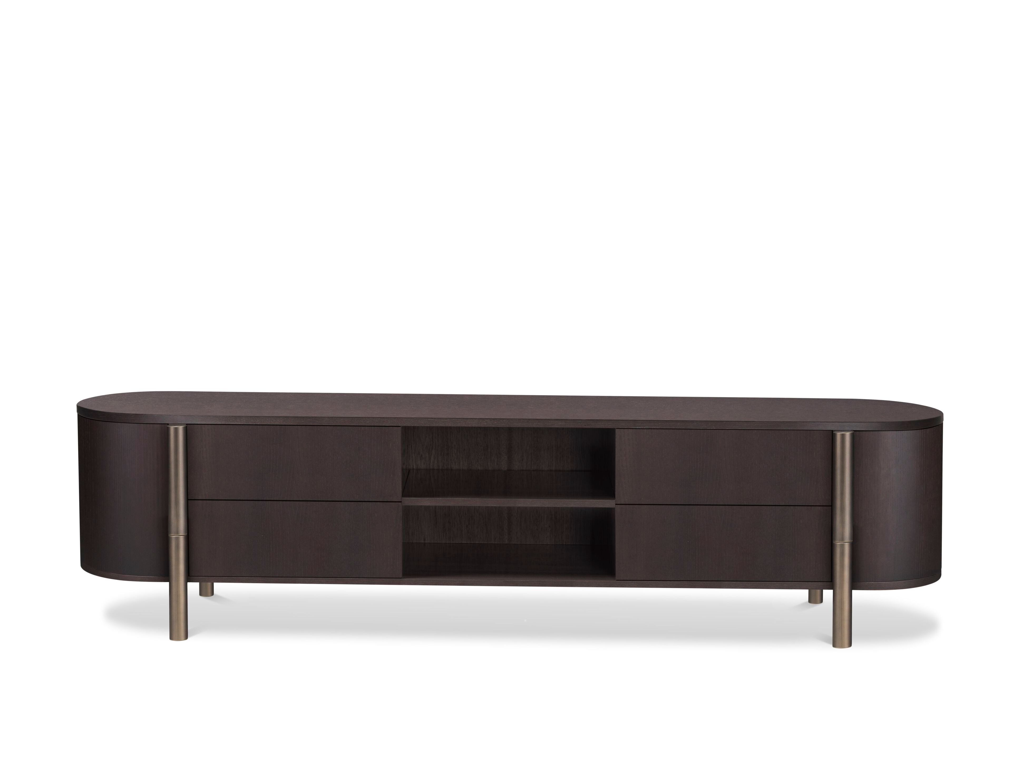 Дубовый шкаф для телевизора с системой кабельной втулки GHIDINI1961 Тарантино ARCH-00079987