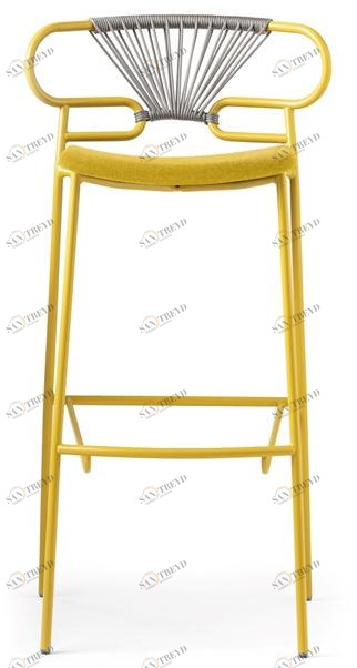 TrabA' Металлический табурет со встроенной подушкой со спинкой Genoa 0049met-cross-pu-imb