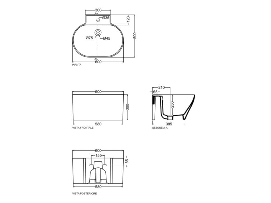 Керамическая столешница/подвесной овальный умывальник COLAVENE Tino&amp ARCH-00029716 - Вид №11