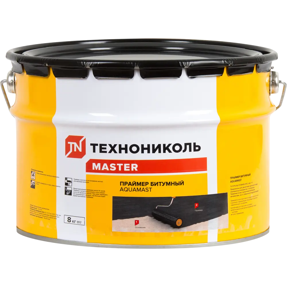 Битумный праймер ТЕХНОНИКОЛЬ AquaMast 8 кг для надежной гидроизоляции 13894226 Aquamast праймер STLM-0003905