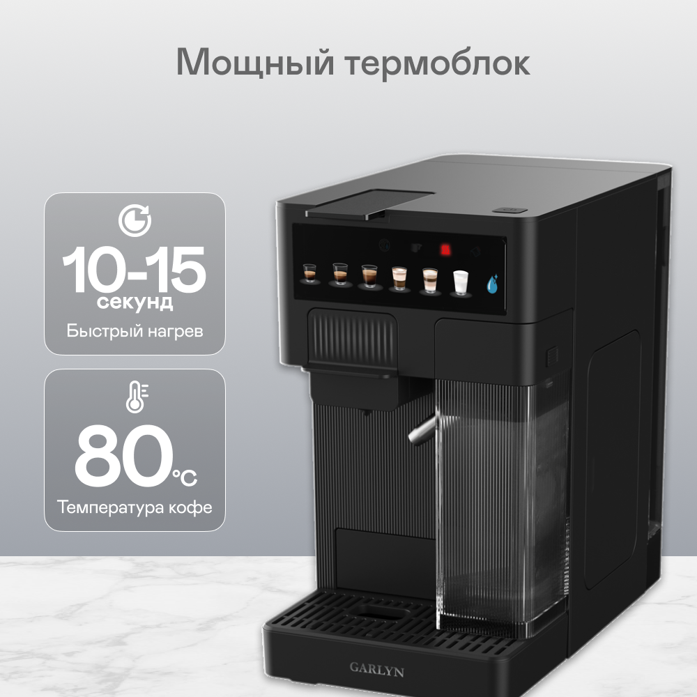 9171709 Кофеварка рожковая GARLYN Barista Compact черный STDN-0134038 - Вид №6