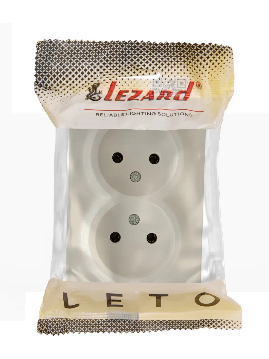 LETO Розетка двойная б/з закрытый корпус ПБТ крем LEZARD 752-0300-128B - Вид №1