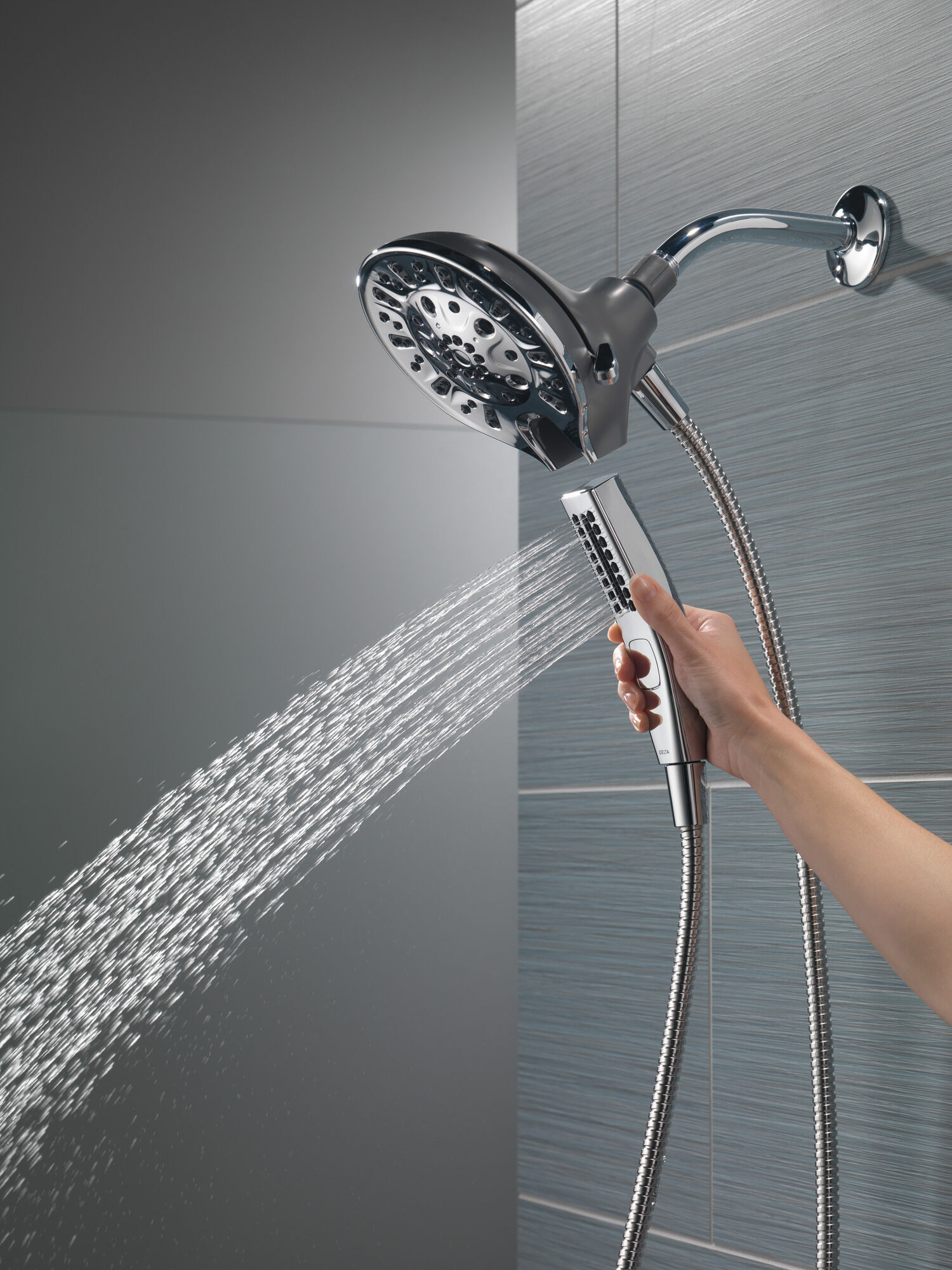 75505 H2Okinetic® In2ition® Душ два в одном с 5 настройками Delta Faucet Delta Хром - Вид №9