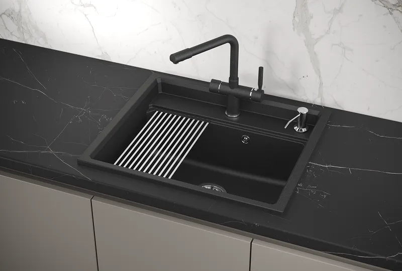 KS-6003, ЧЁРНЫЙ, кухонная мойка, кварц GRANULA 6003-ST307