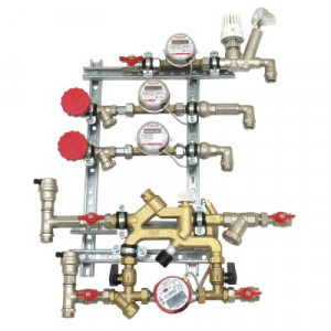 VT.NM.GPR.15.I.0 Квартирная станция для систем отопления и водоснабжения с рециркуляцией ГВС и перепускным клапаном Valtec 1,5/1,5 м куб./ч, имп.