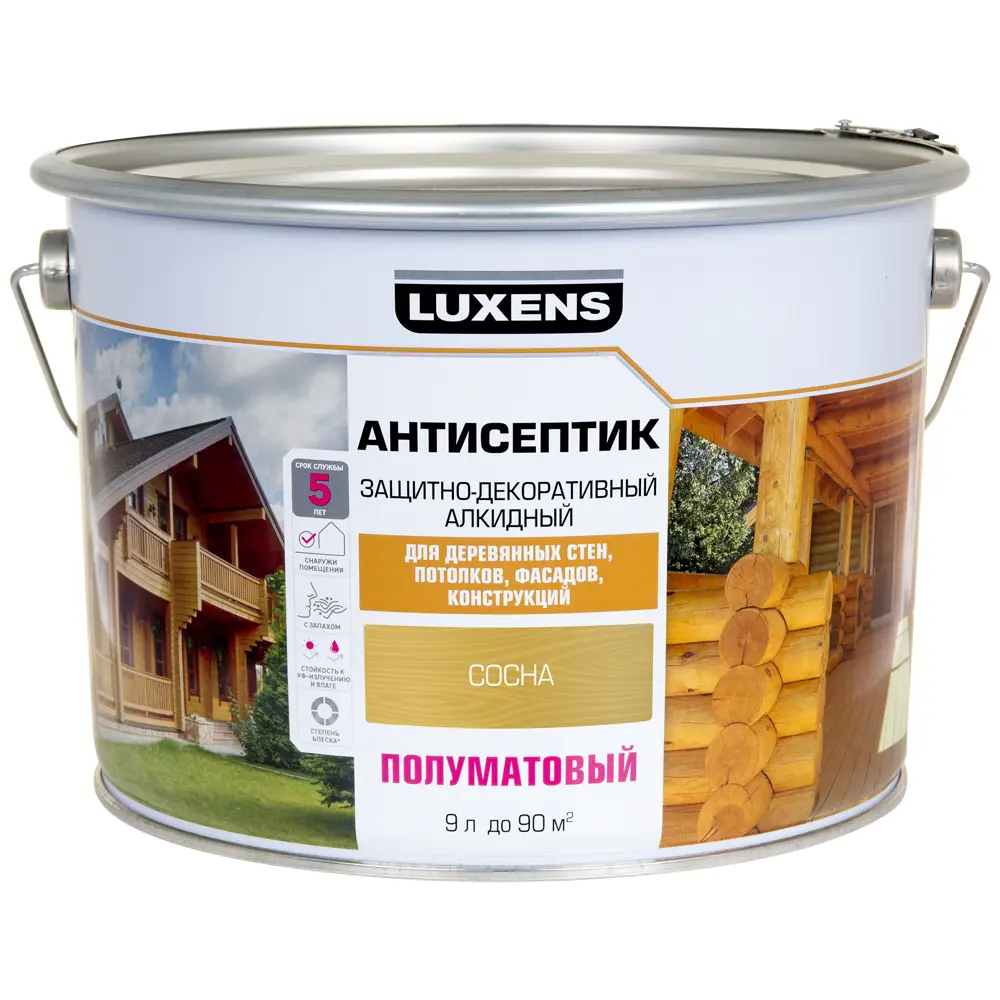 Антисептик алкидный Luxens для защиты древесины 9 л, цвет Сосна 89348785 STLM-1499498 - Вид №1