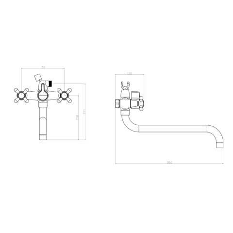 Orange OneLife P03-211cr Полимерный двухвентильный универсальный смеситель, цвет хром Черный матовый sun-id-1517332 - Вид №1