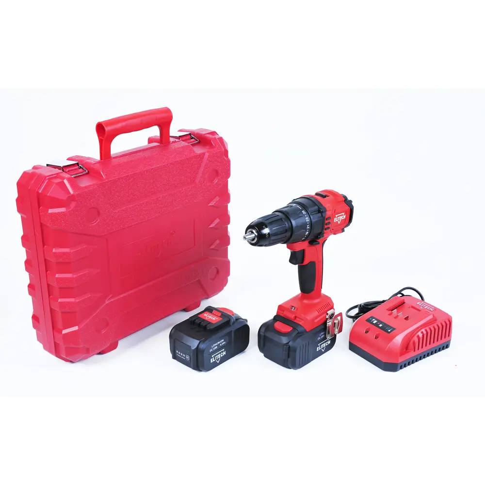 Дрель-шуруповерт аккумуляторная Elitech ДА 18БЛ2 E2201.011.02, 18 В Li-ion 2x4 Ач STLM-2093326 - Вид №1