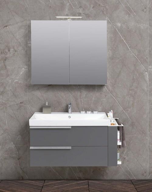 Mobiltesino Лаковая тумба под умывальник с ящиками и зеркалом Fly sun-id-1423997 - Вид №2