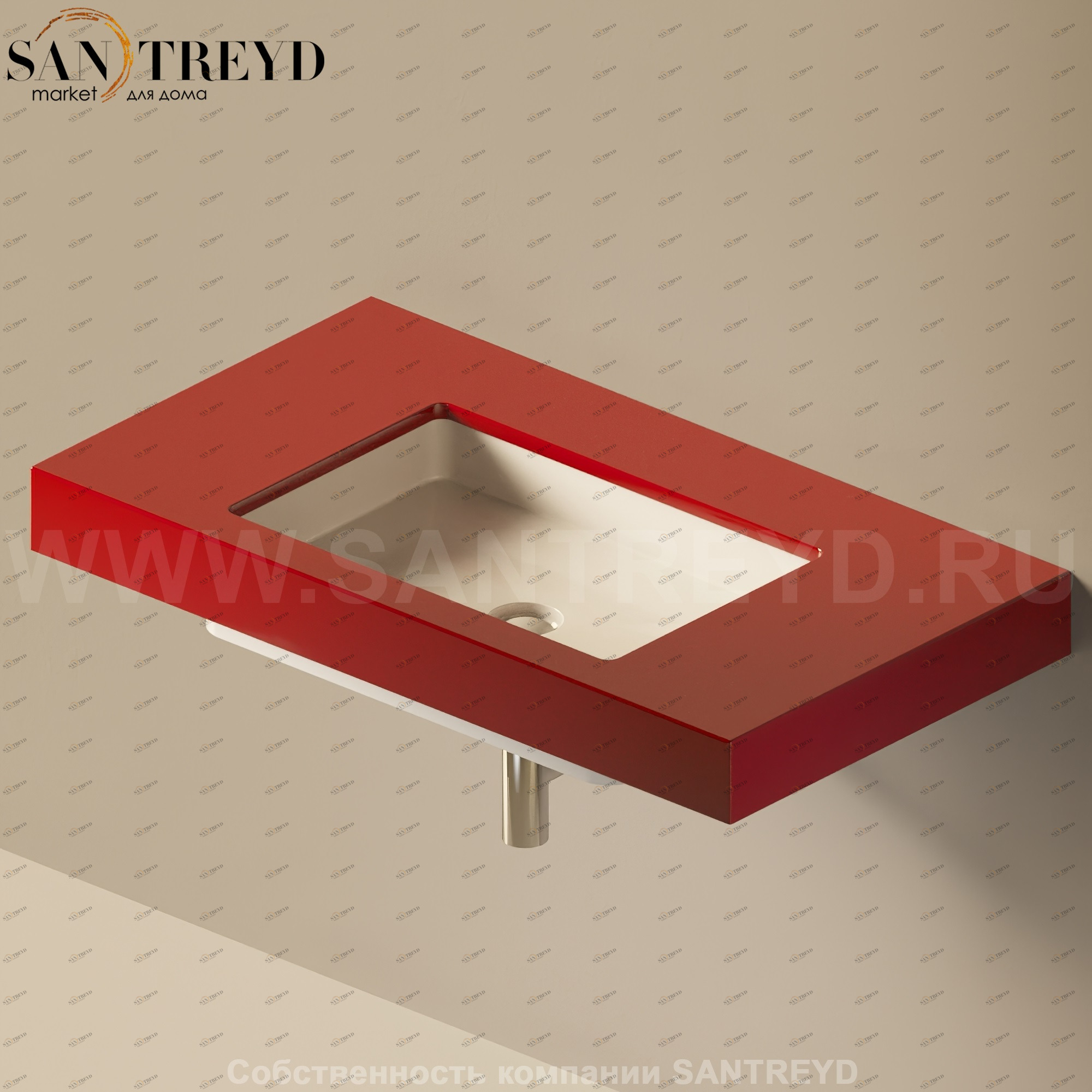 Flaminia FLYMAX Столешница с отверстием под раковину от 100 до 250 см красная FY60SP.3011 Ceramica Flaminia FY60SP3011