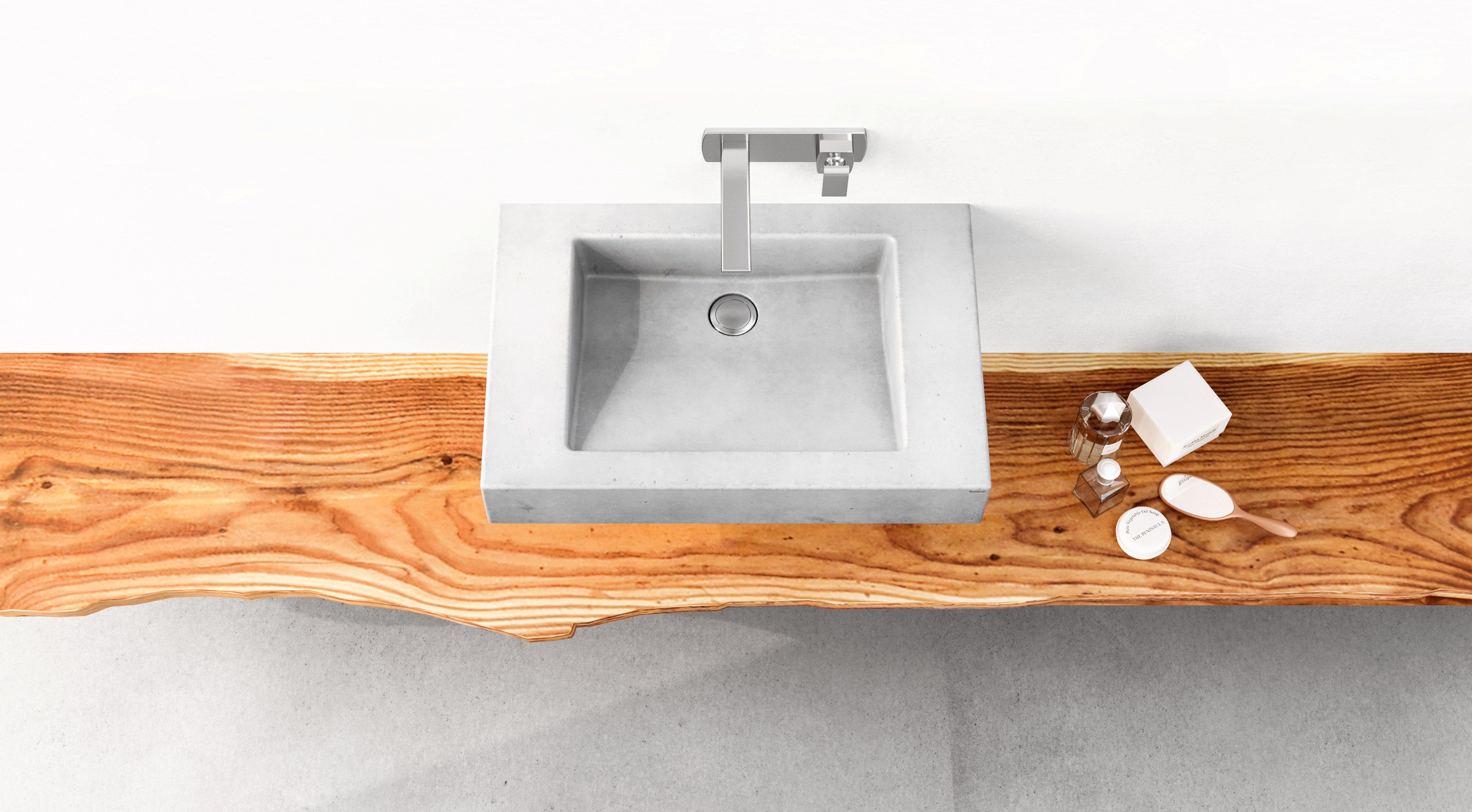 Бетонный одиночный подвесной умывальник Gravelli SLANT 07 SINGLE ARCH-00081644 - Вид №1