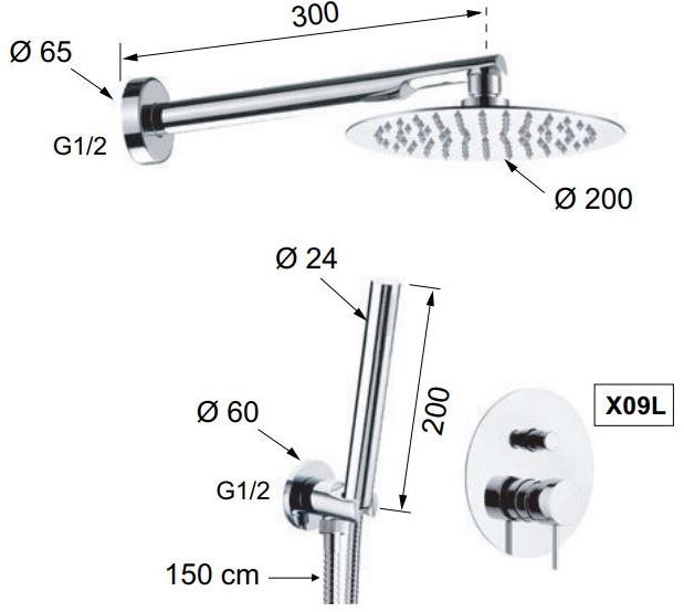 Remer Rubinetterie Душевой набор с ручным душем X style X 09 s01 - x 09 s02 - Вид №3