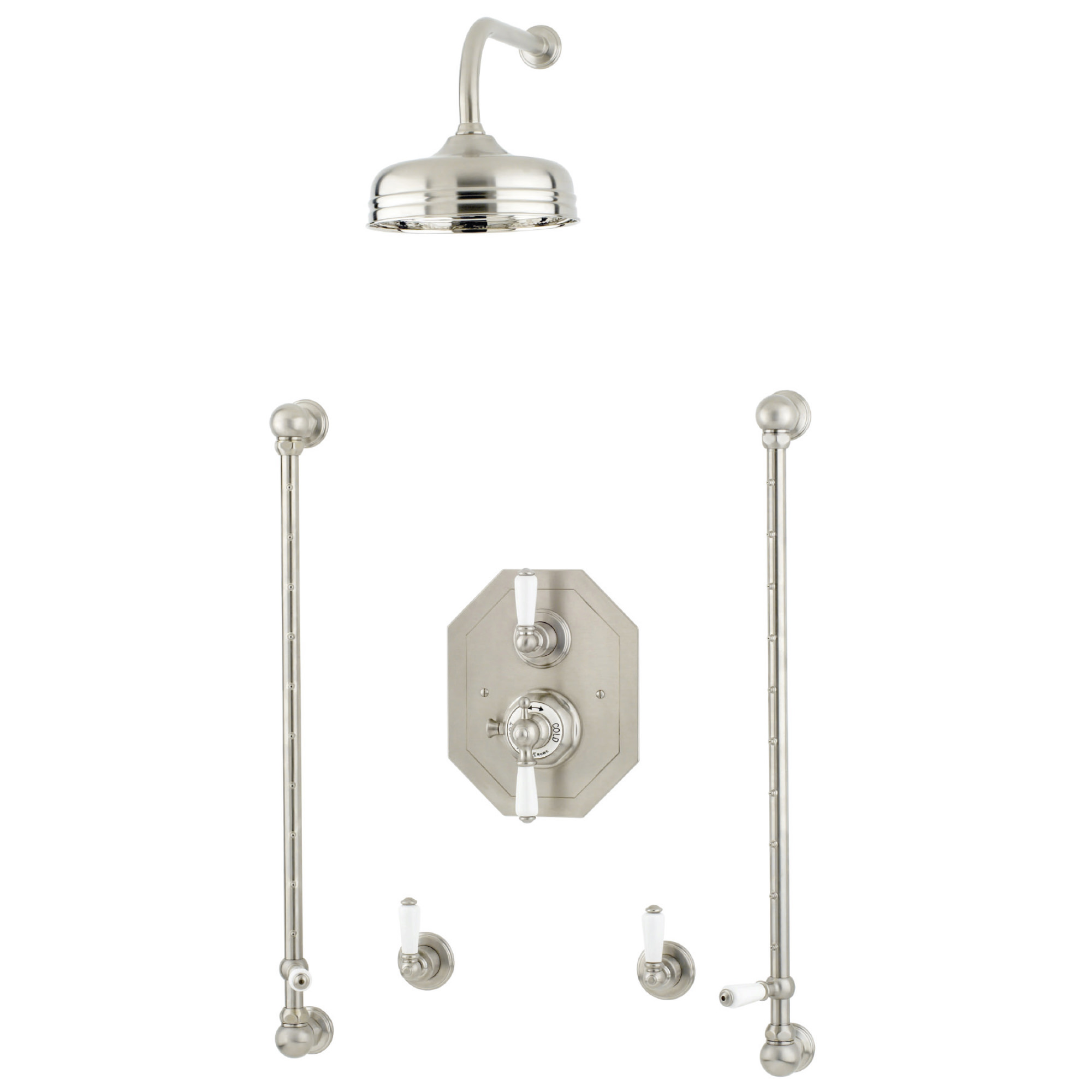 Traditional bathrooms Смеситель для душа с термостатом, фарфоровый рычаг РЫЧАГ Pr5555/ag  - Вид №3