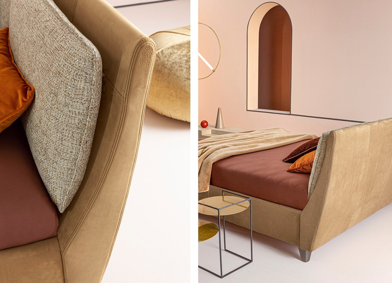 Кожаная двуспальная кровать с мягким изголовьем Twils пентхаус ARCH-00118007 - Вид №10