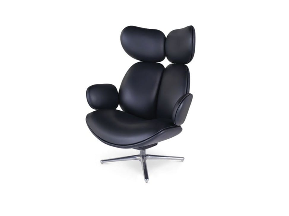 Кожаное вращающееся кресло с подголовником ROCHE BOBOIS Pulp ARCH-00033211