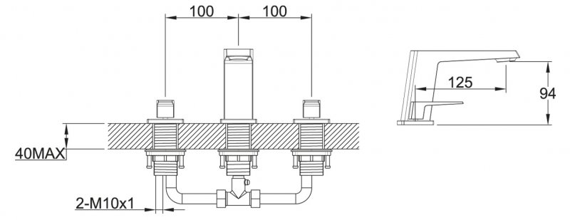 Смеситель для раковины на три отверстия ARLIE ARL-LTF-CRM BELBAGNO  - Вид №1