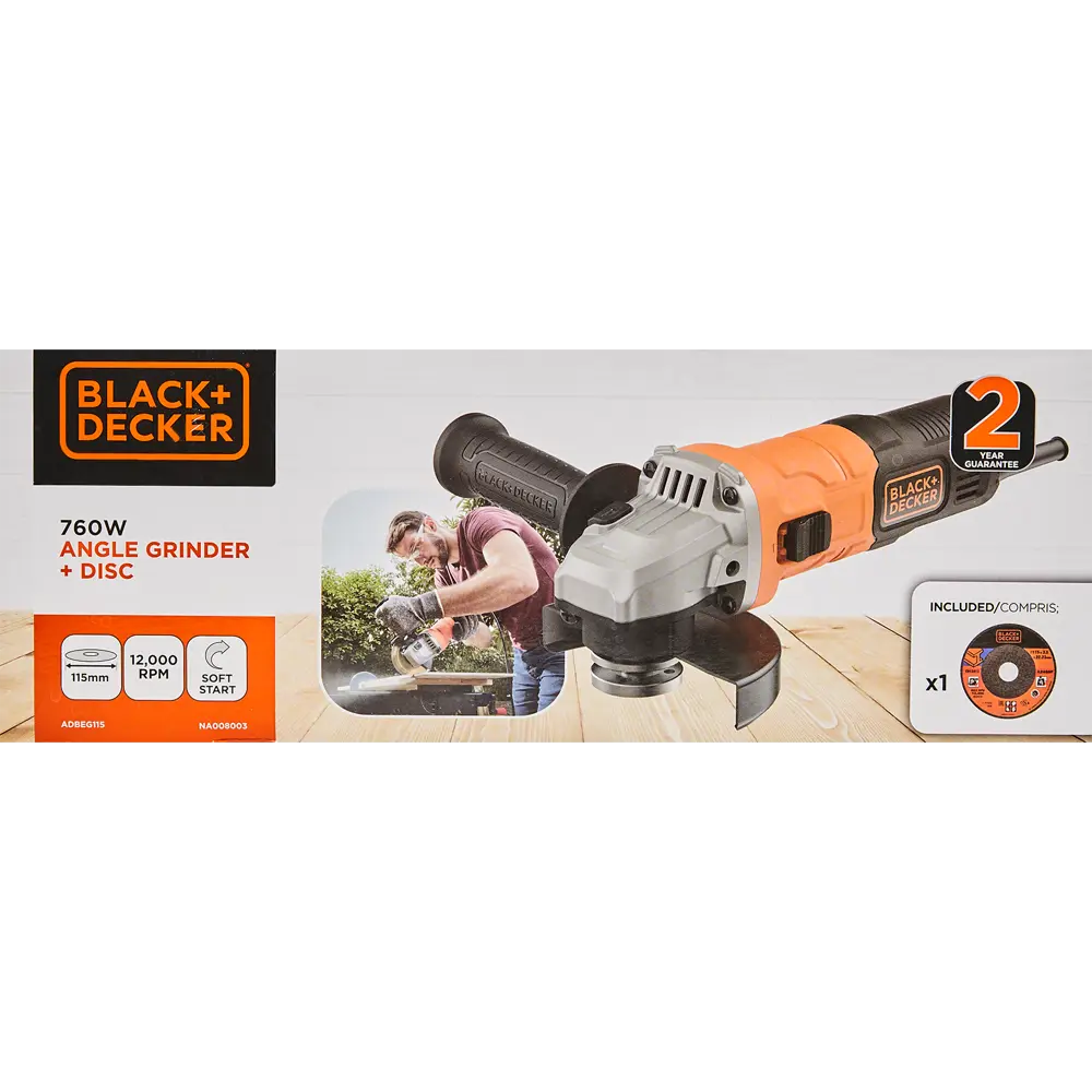 УШМ сетевая Black&Decker ADBEG115, 760 Вт, 115 мм BLACK + DECKER STLM-2143345 - Вид №7
