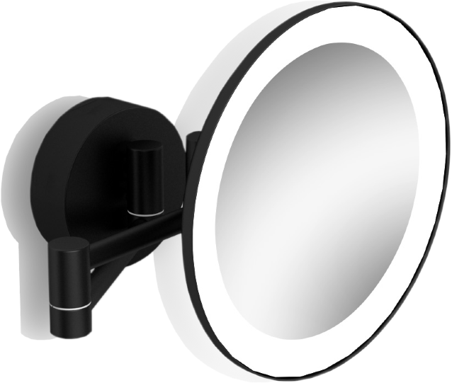 71585-3-BP Зеркало VICO подвесное поворотное трехкратное увеличение с подсветкой кабель в стене цвет черный матовый LANGBERGER VICO, BLACK EDITION