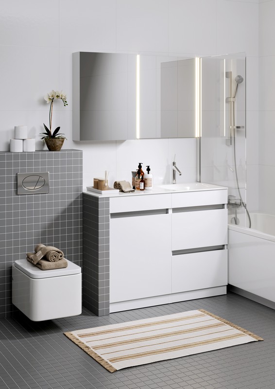 Forma напольная тумба с двумя полноразмерными ящиками с умывальником с крылом под стиральную машинку 115 см AQWELLA FOR1104DL - Вид №2