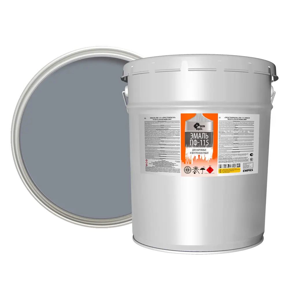 Эмаль Простокраска ПФ-115 полуматовая цвет серый 20 кг STLM-2015383
