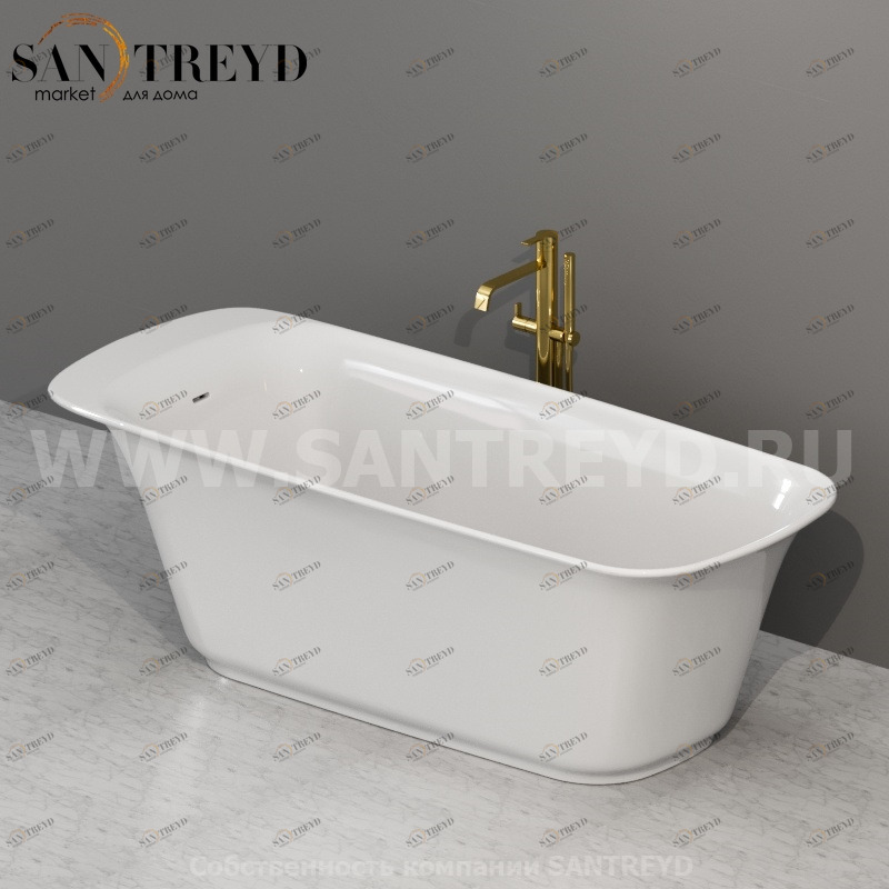 VA189BI; VA189OR; VA087 Ванна свободностоящая белая в комплекте с сифоном золото Globo Ceramica Globo RELAIS VA189BIVA189ORVA087