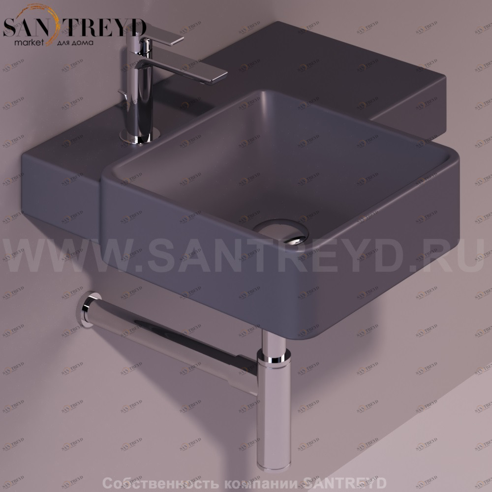 FL21ANTRACITEMATT Подвесная раковина настенная квадратная Simas Flow черная