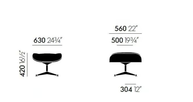Кожаное вращающееся кресло с подставкой для ног VITRA Eames Lounge Chair ARCH-00107694 - Вид №21