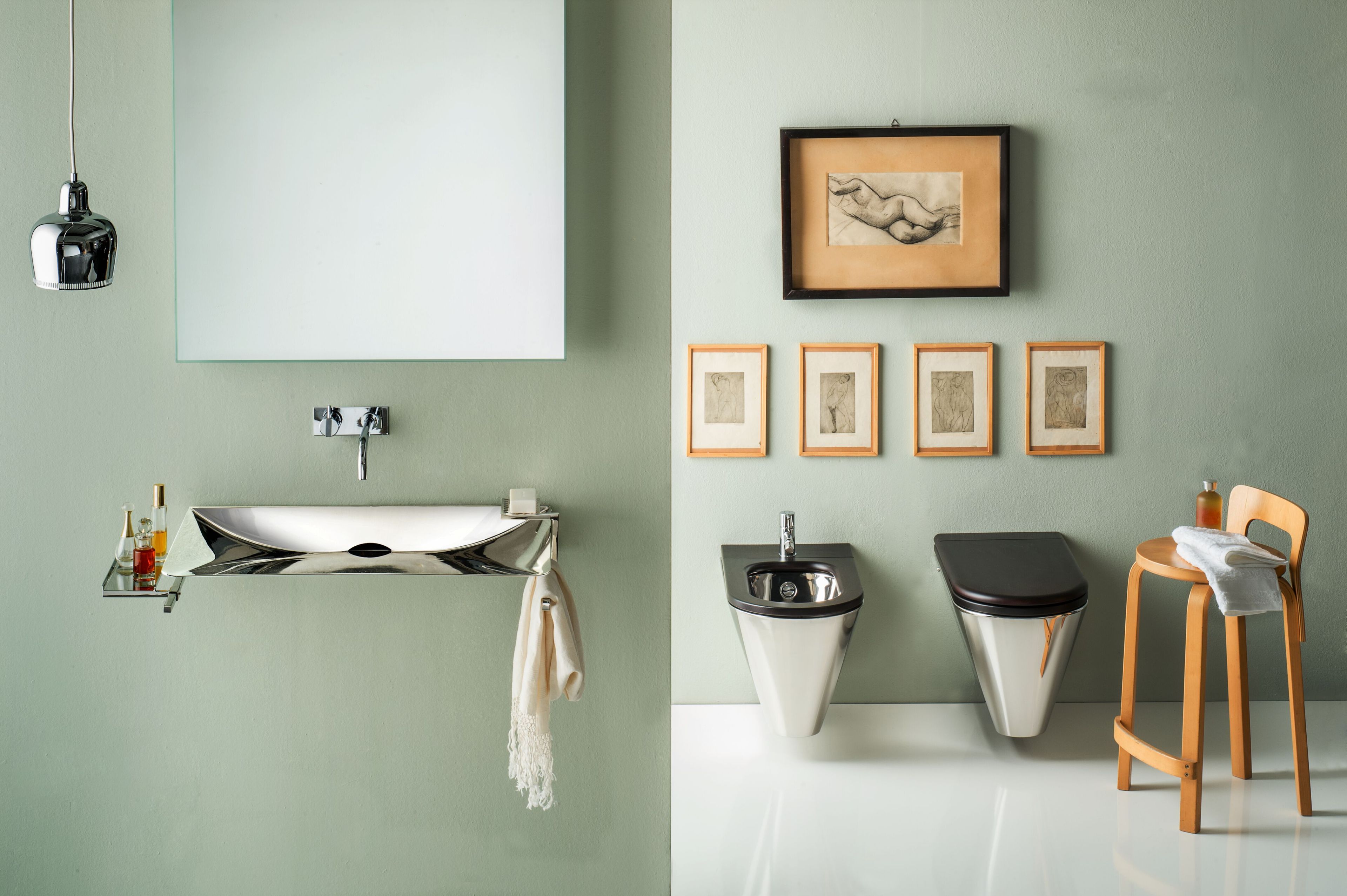 Подвесной туалет из нержавеющей стали и дерева Rapsel John &amp ARCH-00099223 - Вид №1