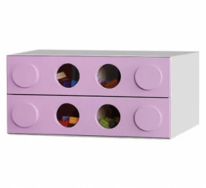 Комод детский малый с 2 ящиками и декором "Леголенд" МАНДАРИН ЛЕГОЛЕНД 178726 Розовый