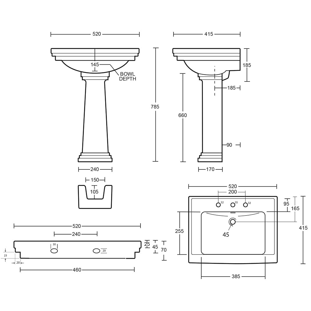 IMSR138 Раковина Astoria Deco Small - 520 мм Black Sapphire Imperial  - Вид №2