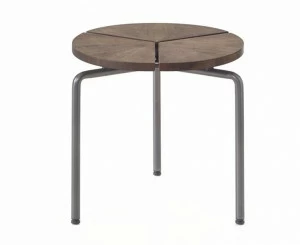 BassamFellows Круглый сервировочный стол из нержавеющей стали и дерева Circular Cb-37-60 / cb-3717