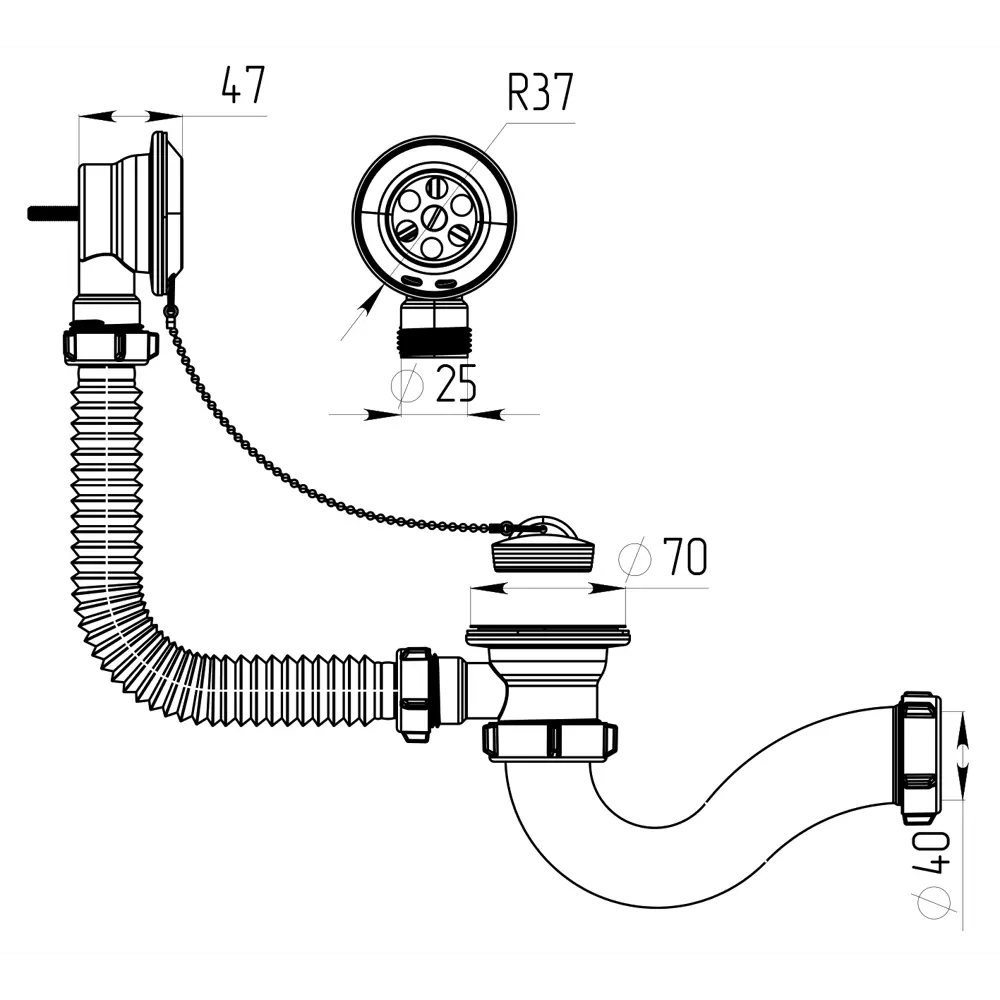 Сифон для ванны АКВАТЕР V110 с хромированным выпуском 18545957 STLM-0011188 - Вид №2