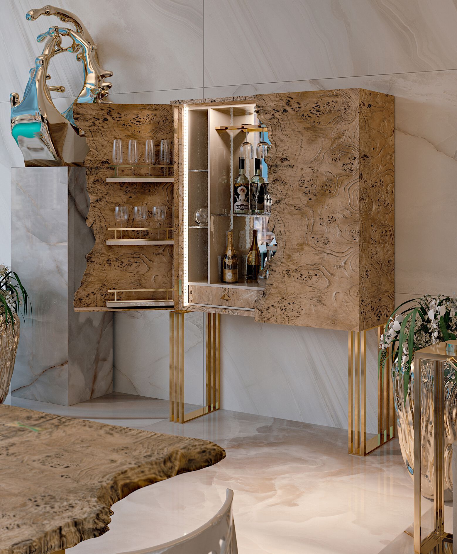 Деревянный барный шкаф со встроенным освещением Bizzotto Italia Symphony-Infinity ARCH-00024229 - Вид №2