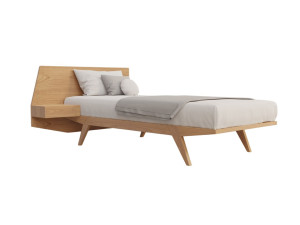 Вишневая кровать со встроенными тумбочками