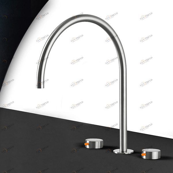 Смеситель для раковины сталь матовая с оранжевой ручкой Toki Radomonte TKI26SCIL34