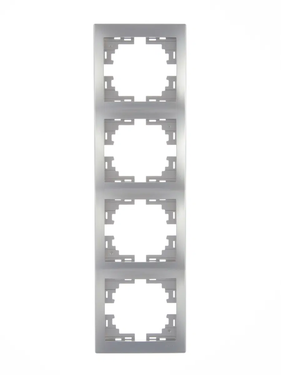 MIRA Рамка 4-ая вертикальная серебро LEZARD 701-1010-154