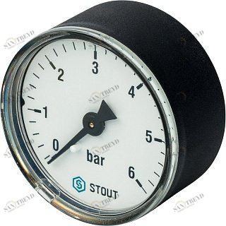 Манометр аксиальный 50 мм 1/4" 6 бар STOUT SIM0009500608