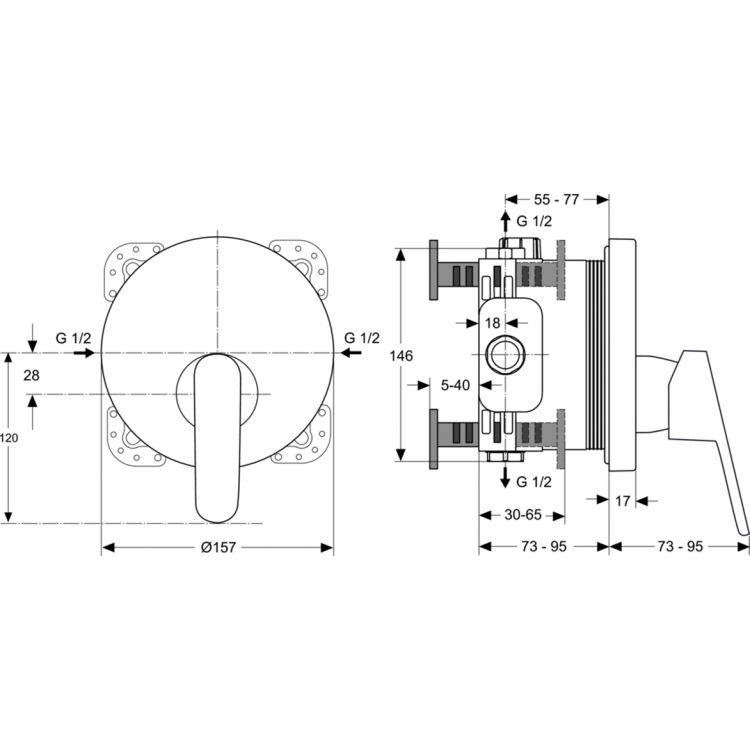 A6064AA Встраиваемый смеситель для душа Ideal Standard VITO - Вид №1