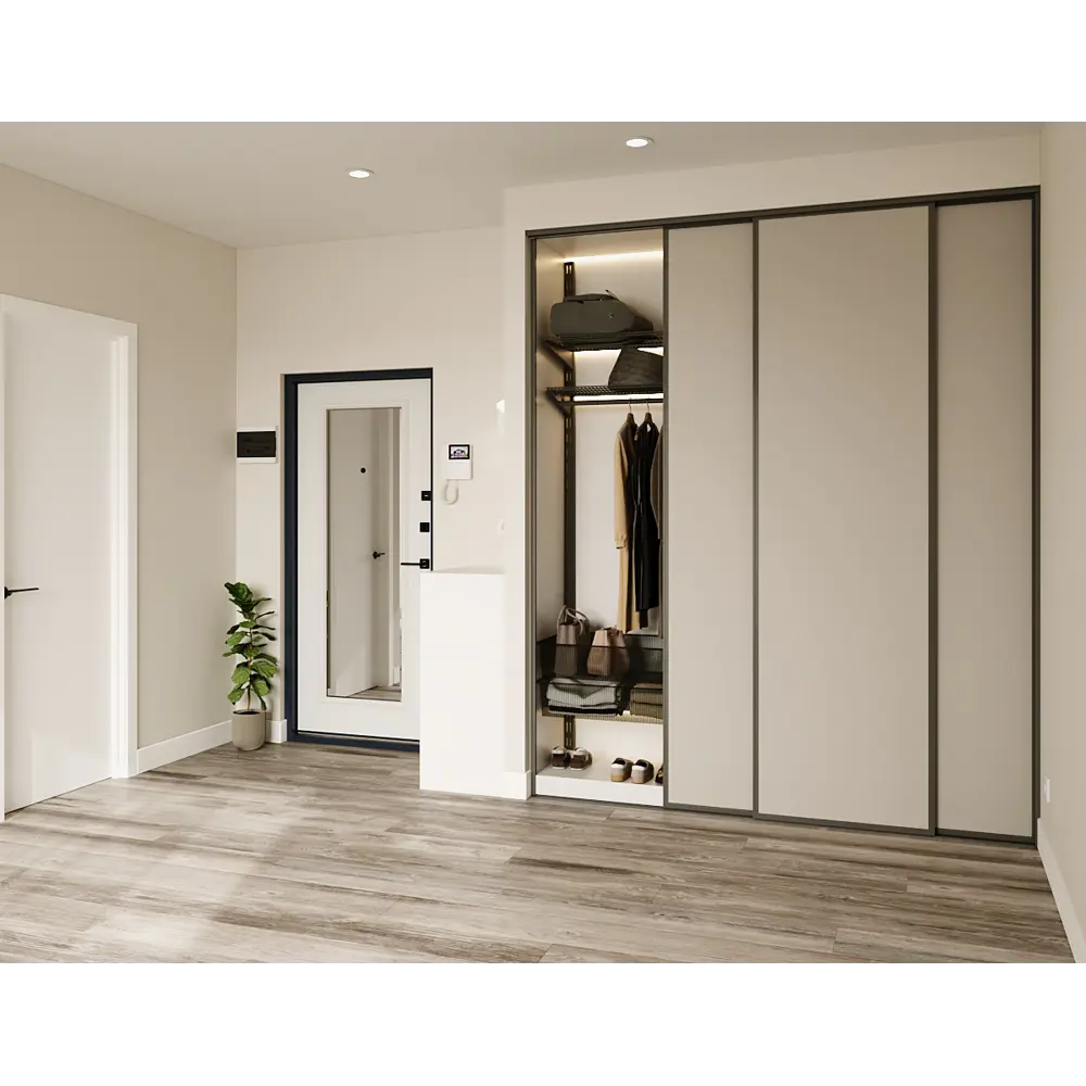 Дверь-купе KONSENSA 225.5x90.4 см МДФ цвет кашемир профиль черный узкий STLM-2168754 - Вид №9