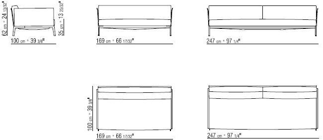 Flexform 2-х местный кожаный диван со съемным чехлом Happy hour sun-id-1374212 - Вид №2