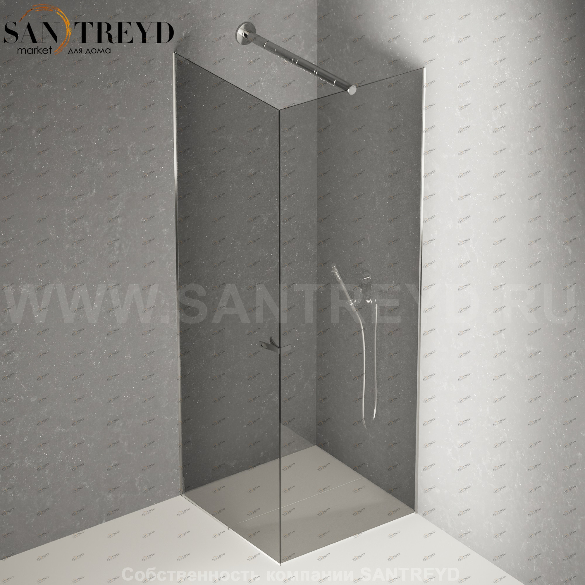 Душевое ограждение FLAT DX подрезаемое, стеклянная с дверью дымчатая перегородка с держателем и встроенным душем. Размеры: глубина от 70 до 100, длина от 70 до 140 см Agape DXC27010070140XLM