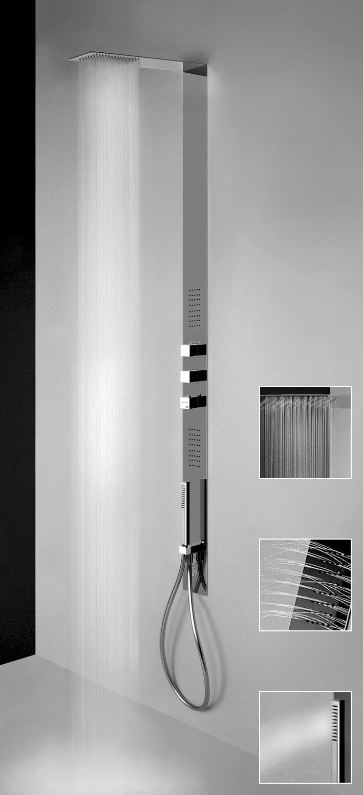 Стальная настенная душевая колонна с ручным душем Gessi трехмиллиметровые ARCH-00047639 - Вид №3