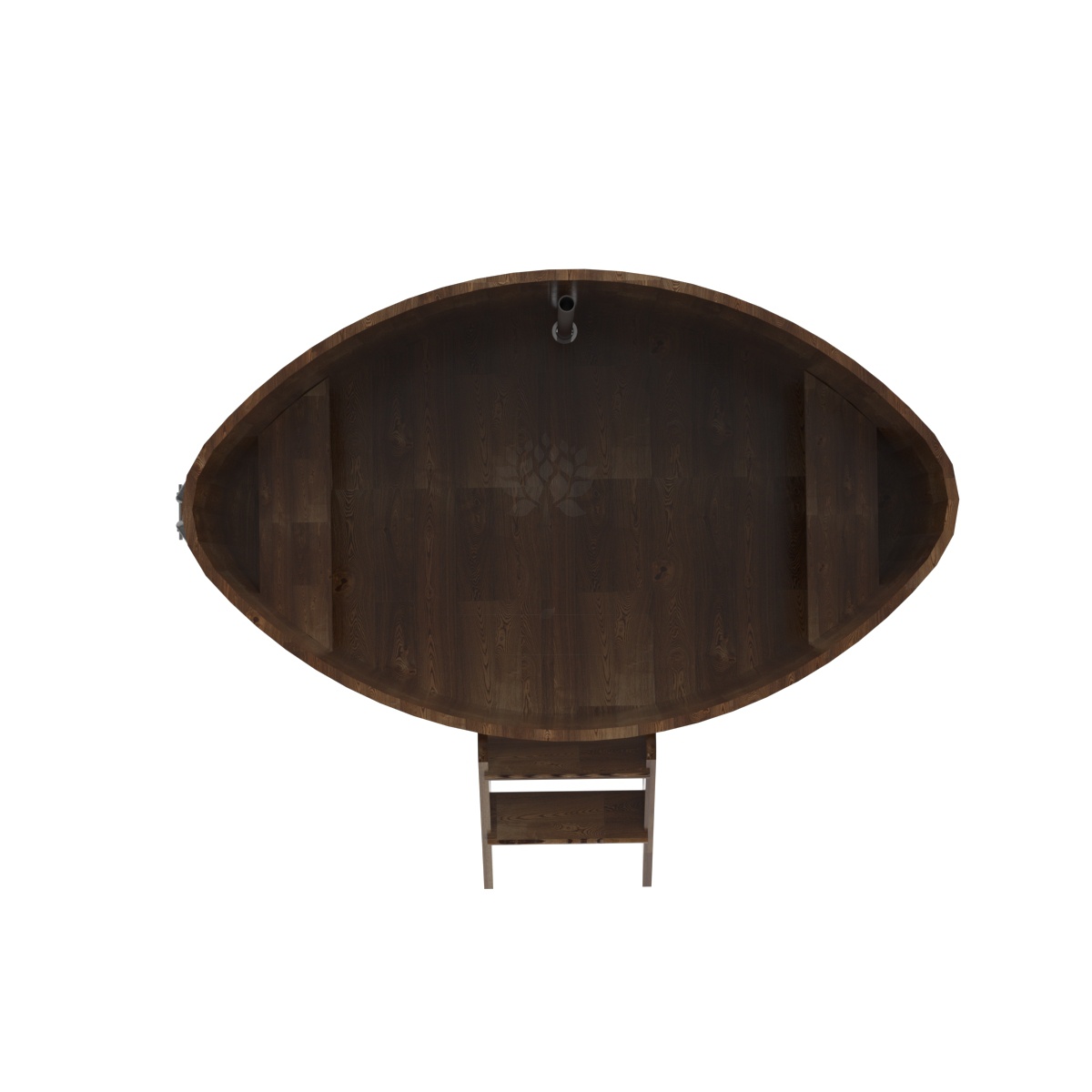 1549 Купель овальная из сращенных ламелей лиственницы 1,15х1,83х1,1 морёная Alyarus  - Вид №4