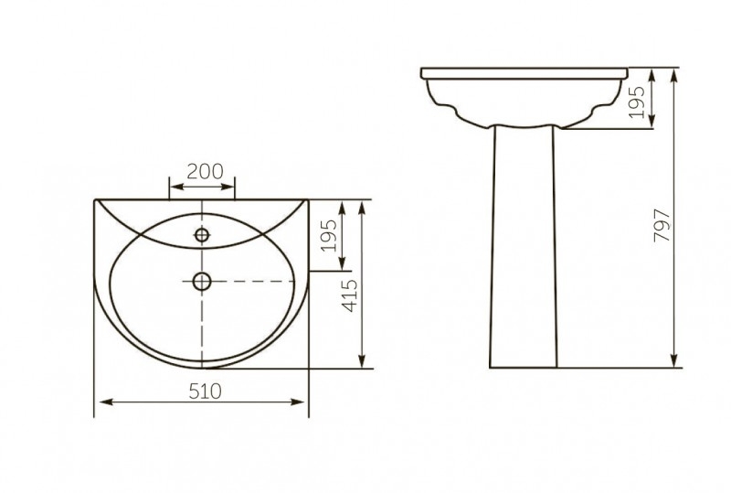 Комфорт, Умывальник Напольная раковина стоящая овальная ROSA КОМФОРТ - Вид №1
