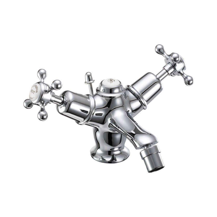 Burlington Смеситель для биде Claremont с выдвижным сливом Полный оборот с белым акцентом CL13  - Вид №3