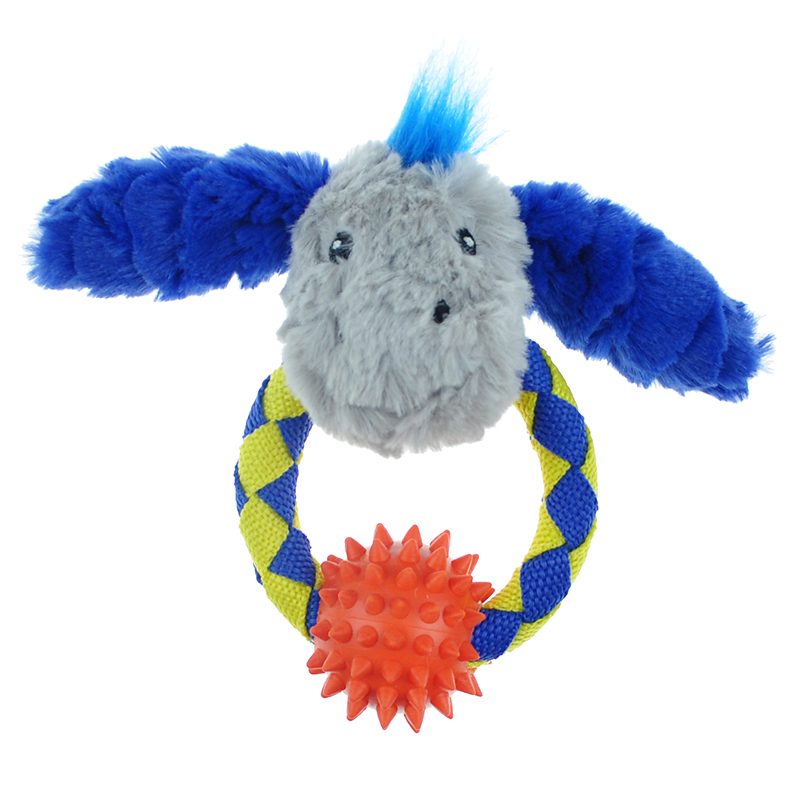 ПР0050348 Игрушка для собак Meadow Звери на кольце с мячом и пищалкой плюш 15см CHOMPER  - Вид №1